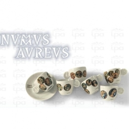 I.P.A. Roman Coin Collection Espresso Cups & Saucers (Set of 6)